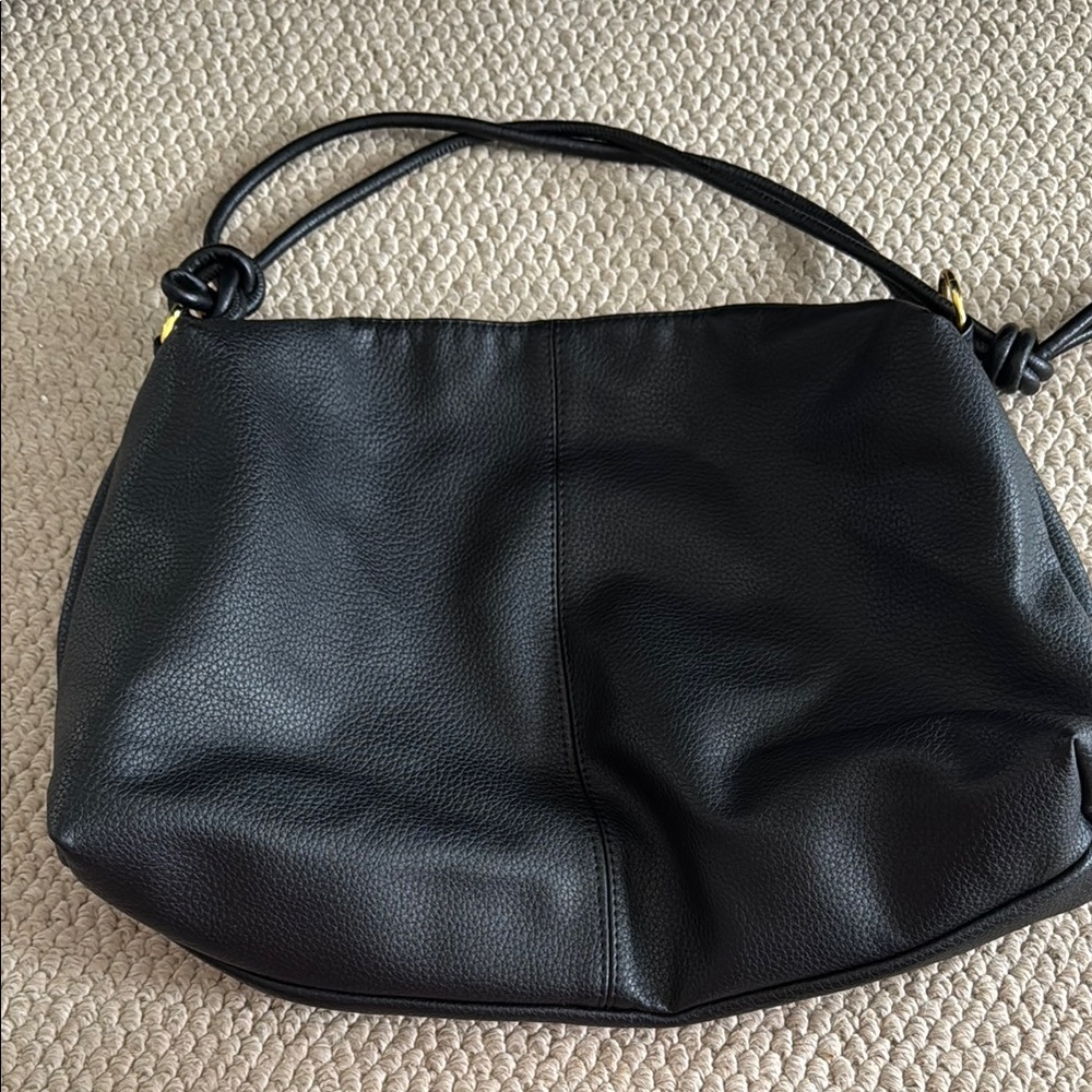 Source Unknown Black Leather Tote Bag
